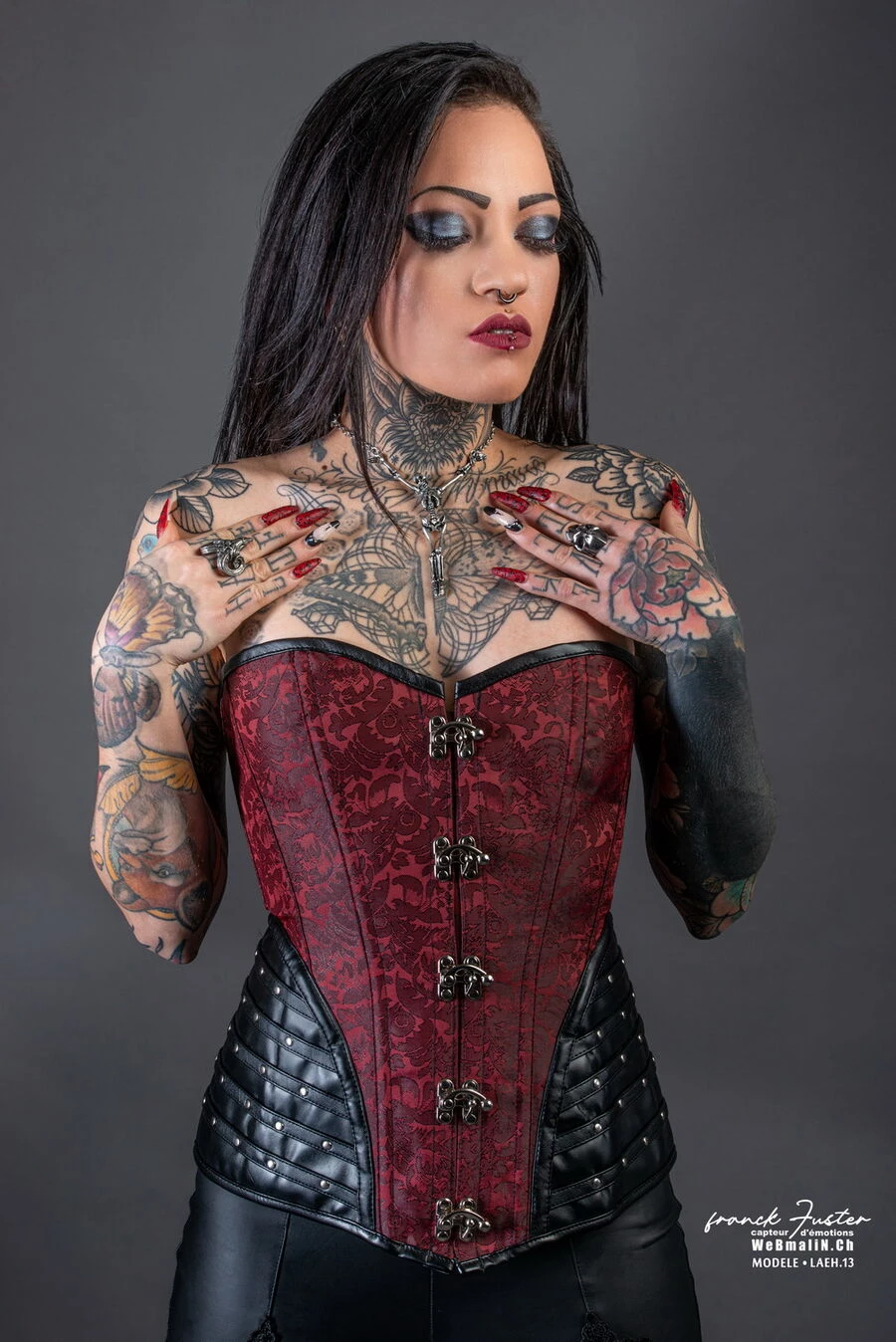 Corset Rock Gothique Rouge