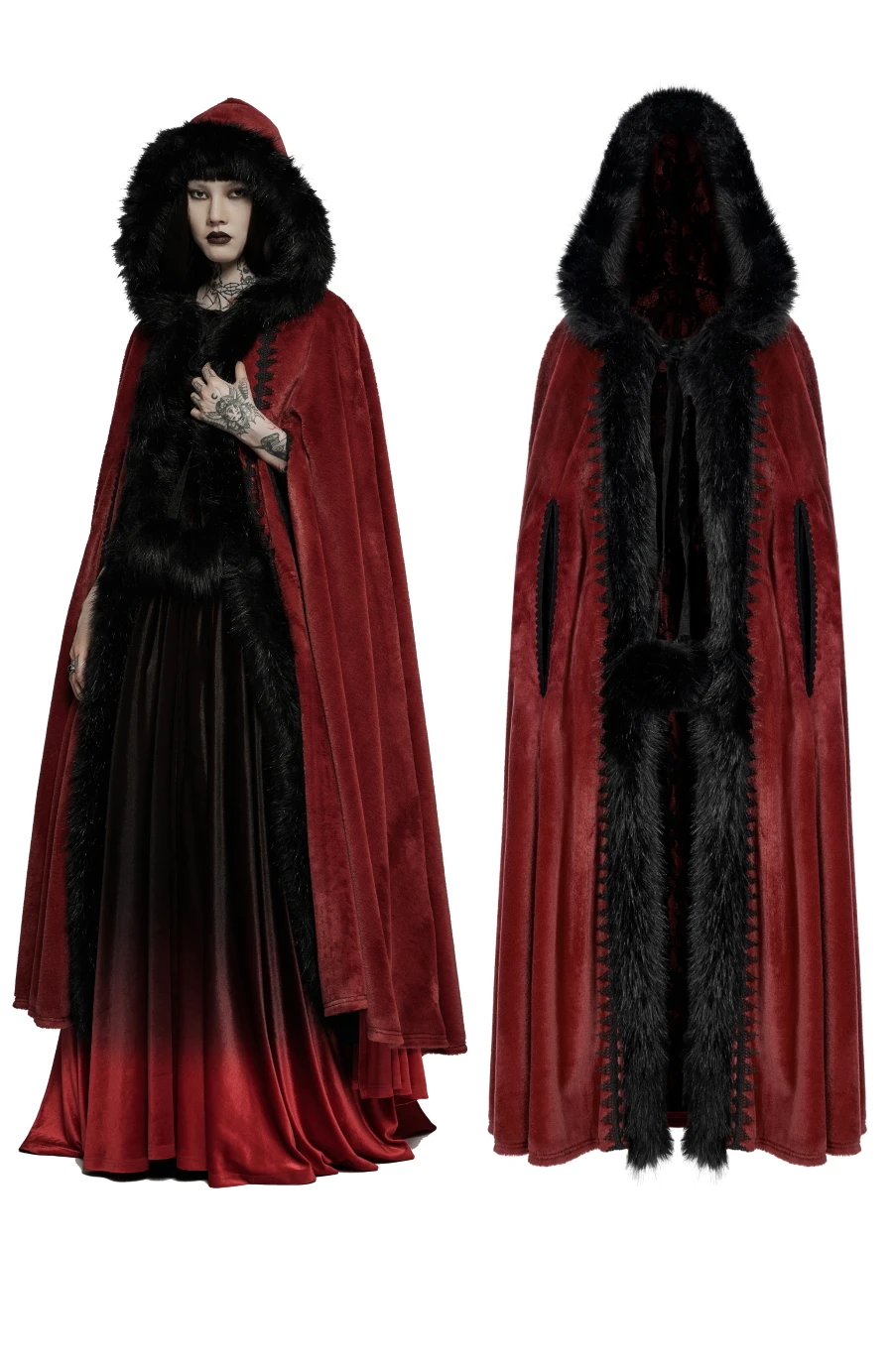 Longue Cape Femme PUNK RAVE 'lune Rousse'