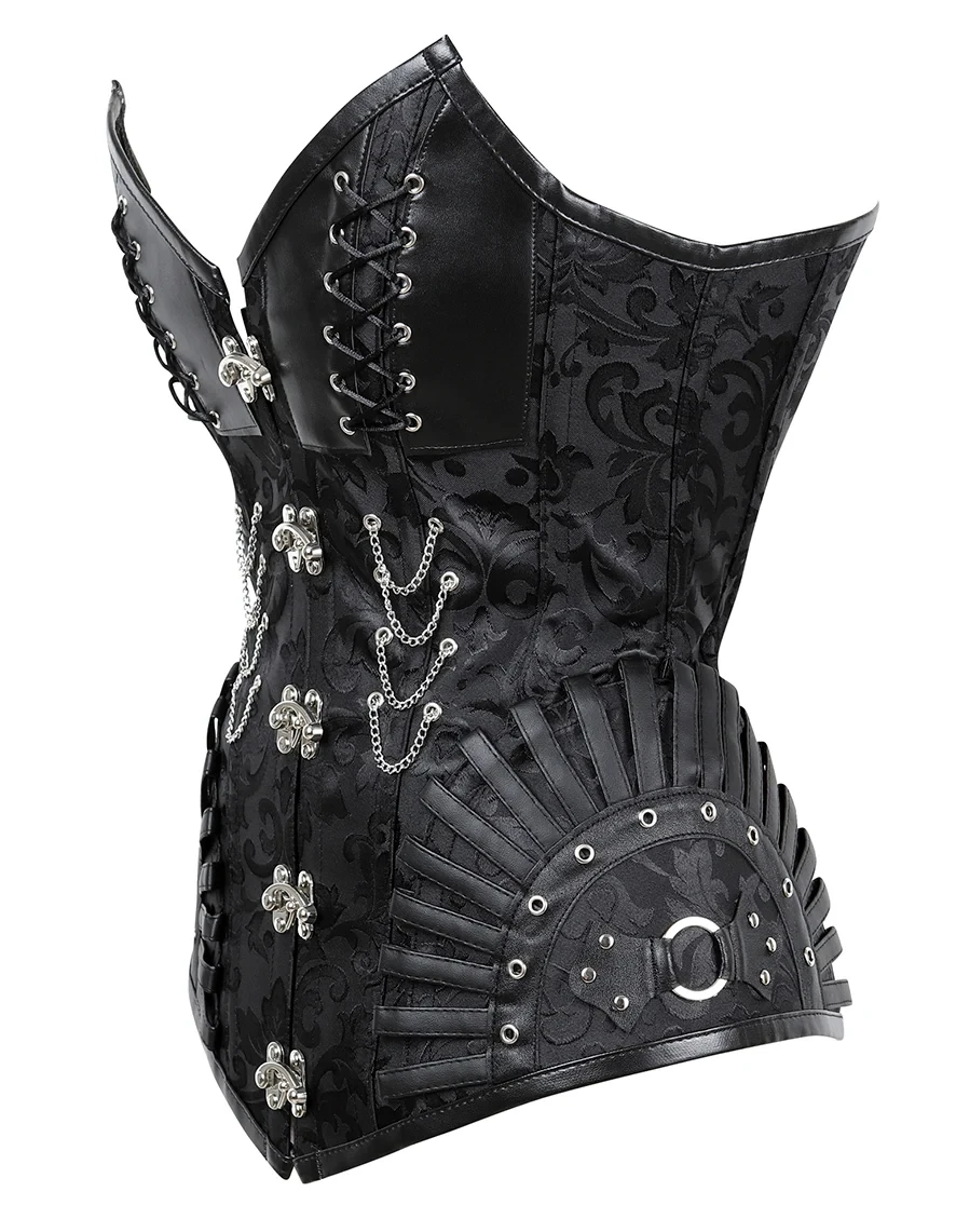 Corset Gothique Brocarde Noir – Image 2