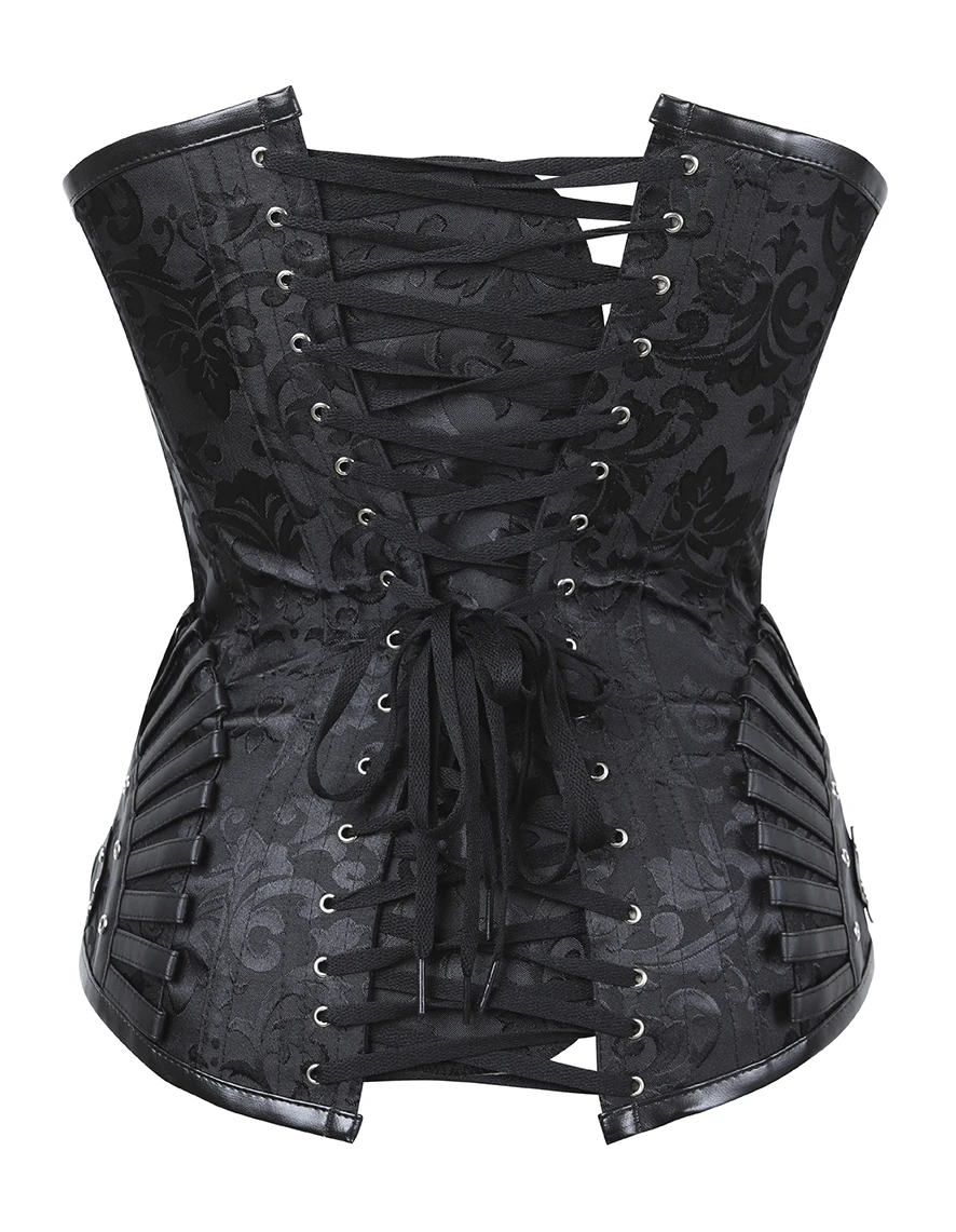 Corset Gothique Brocarde Noir – Image 3