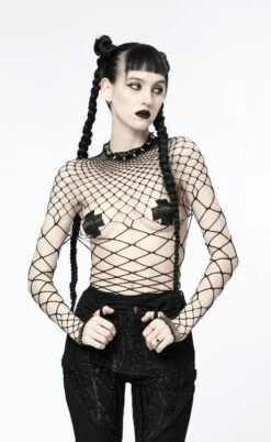 Haut Gothique En Tissu Mesh Grosses Mailles