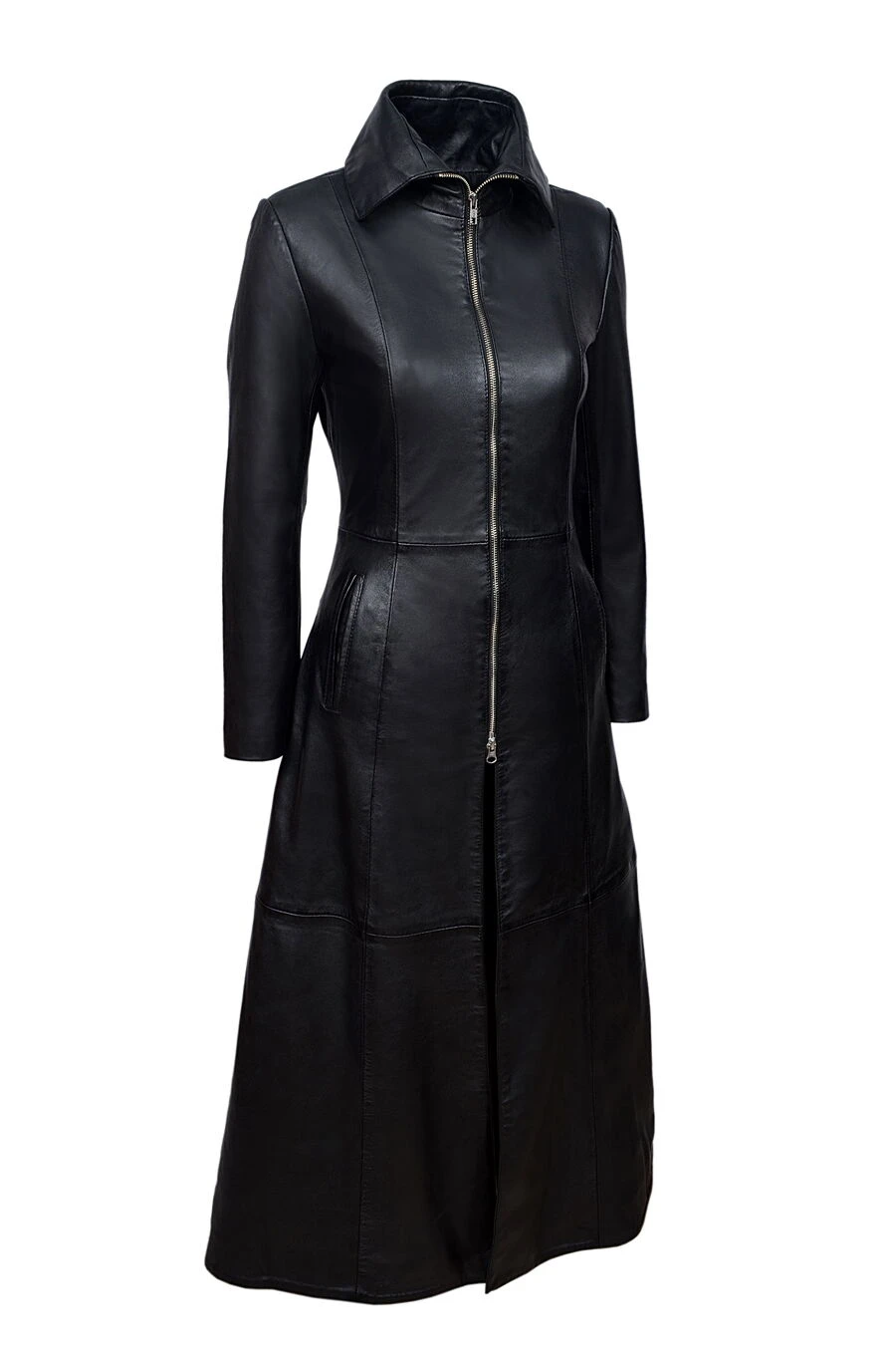 Long Manteau Cuir Gothique Vampire Femme – Image 5