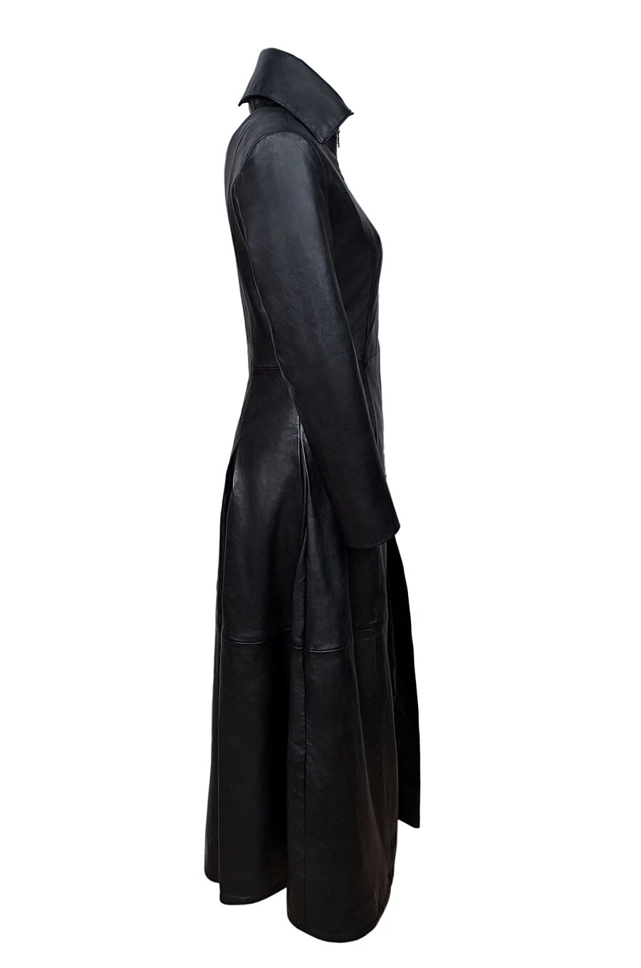 Long Manteau Cuir Gothique Vampire Femme – Image 6