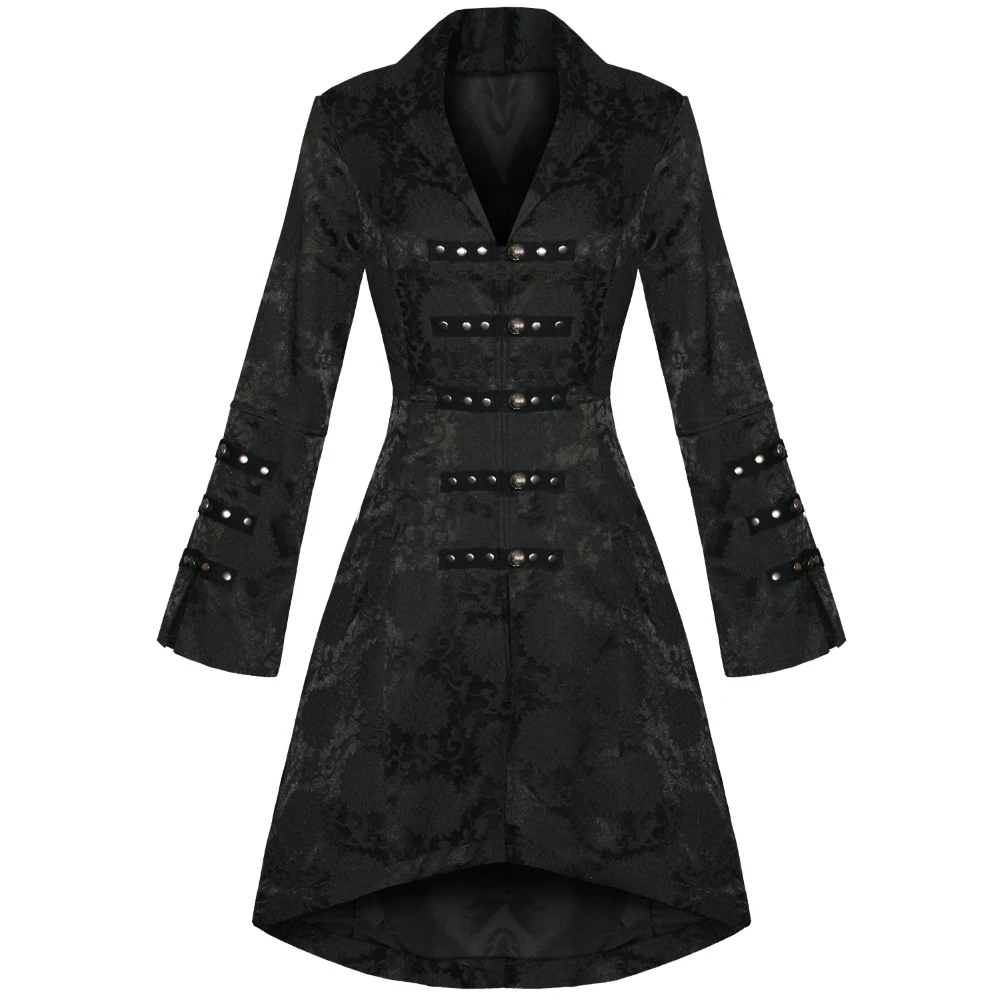 Veste Gothique Femme En Tissu Brocarde Noir