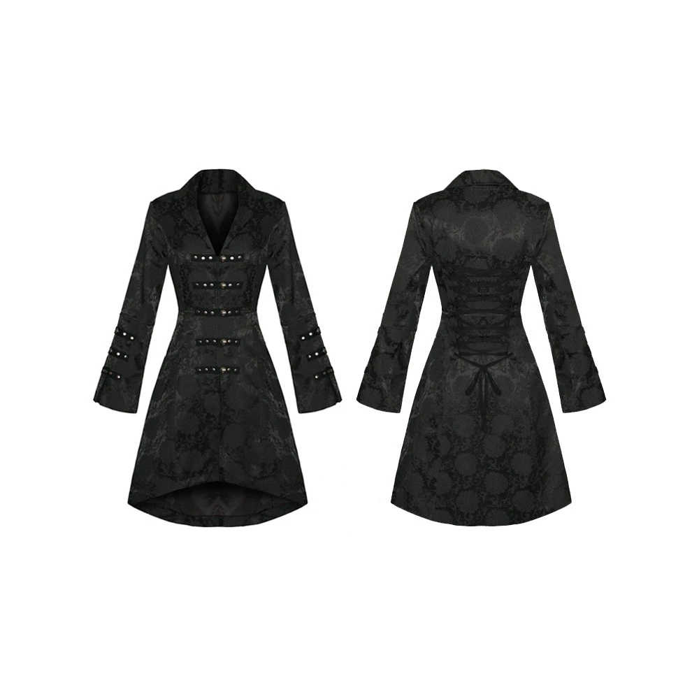 Veste Gothique Femme En Tissu Brocarde Noir – Image 2
