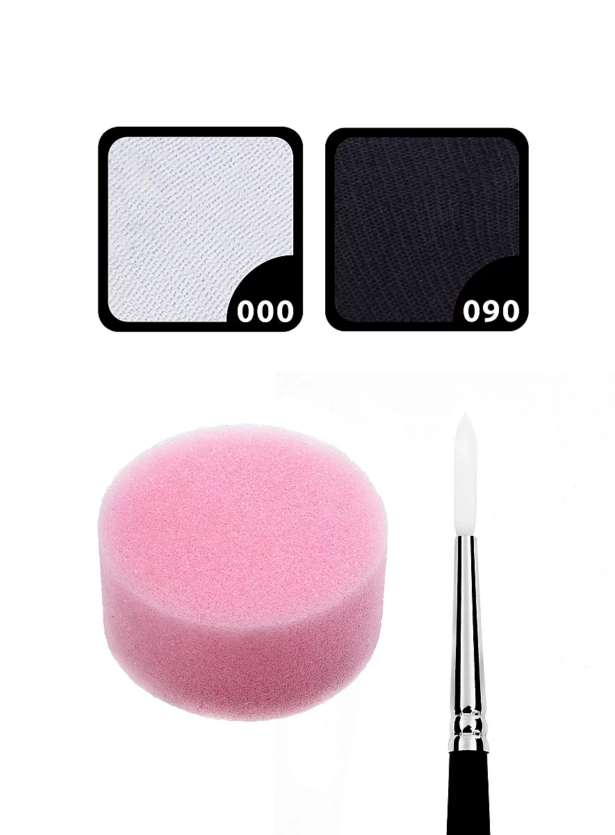 Kit De Maquillage Aqua Noir Et Blanc Avec éponge Et Pinceau
