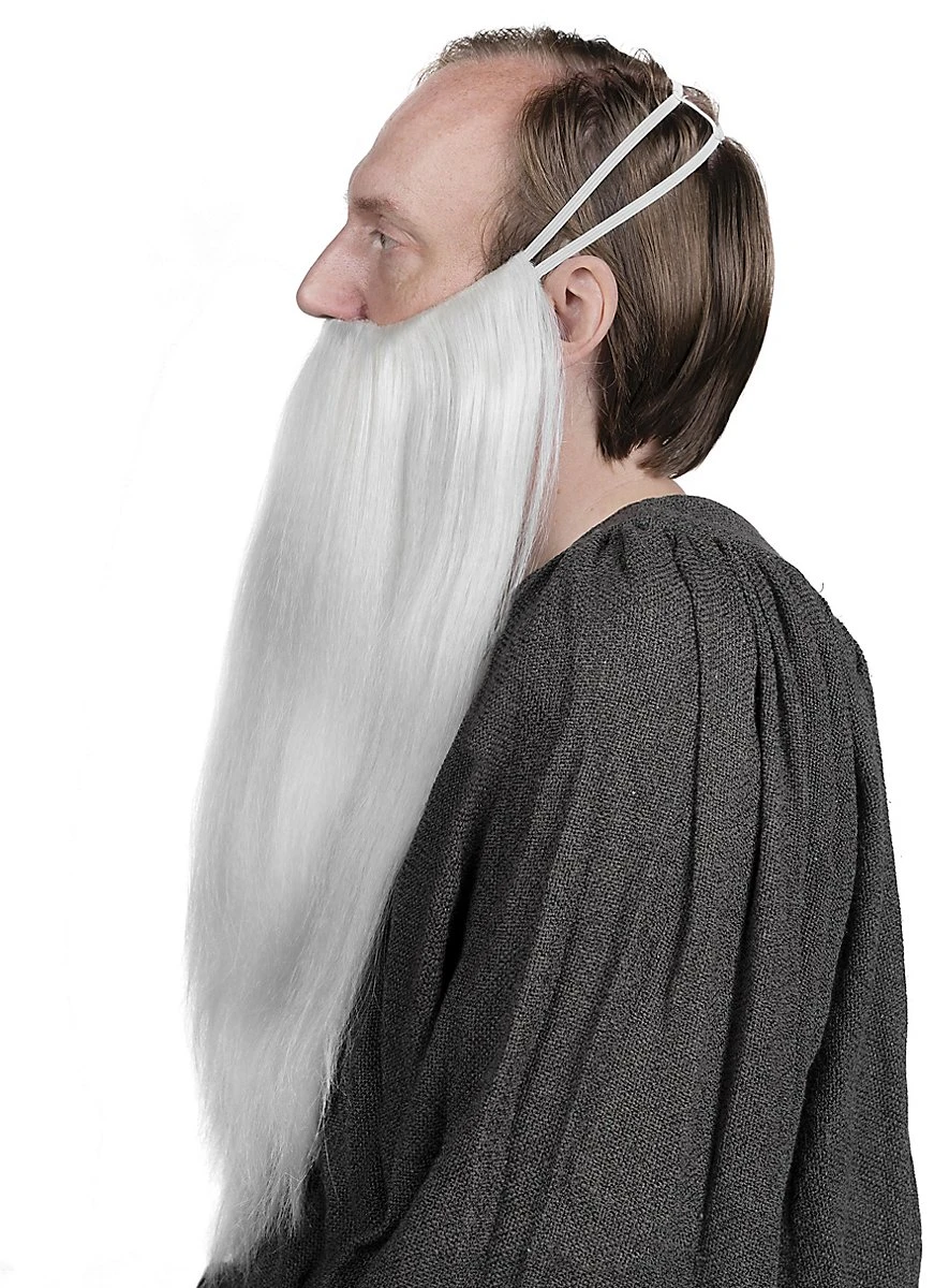 Perruque Gris-blanc à Cheveux Longs Avec Barbe Complète Jusqu'à La Poitrine – Image 4