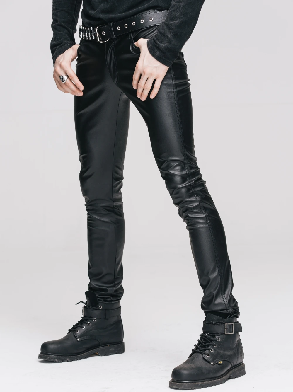 Pantalon Gothique Homme En Simili Cuir Noir