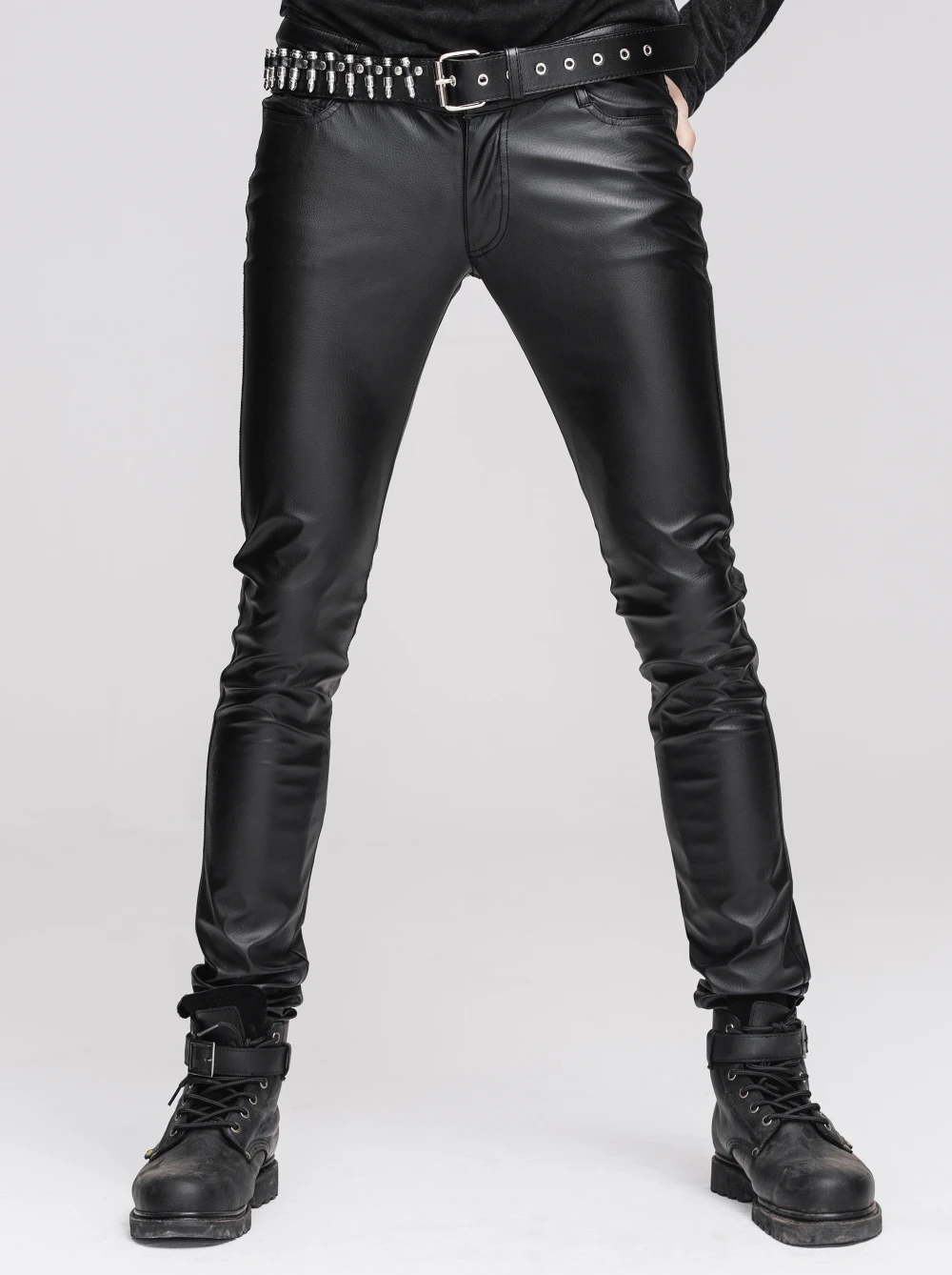 Pantalon Gothique Homme En Simili Cuir Noir – Image 2