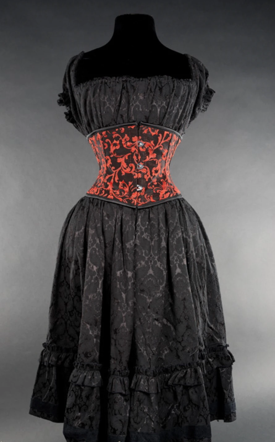 Serre-taille Gothique Brocarde Rouge – Image 3