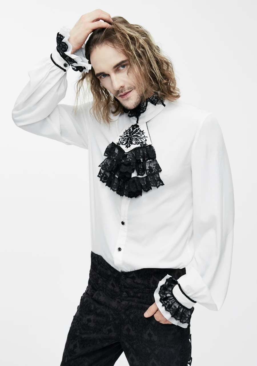 Chemise Gothique Blanche à Jabot
