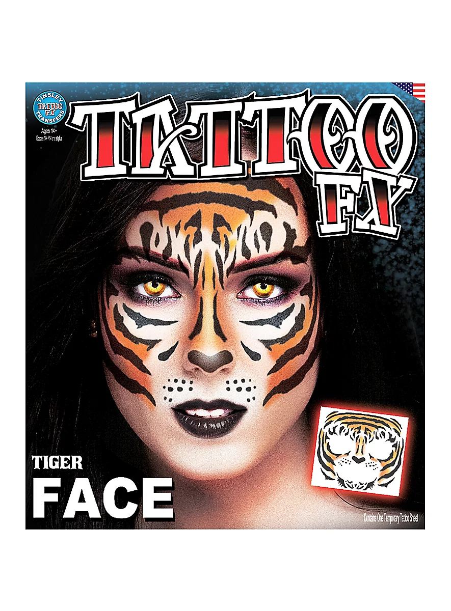 Tatouage Adhésif De Visage De Tigre