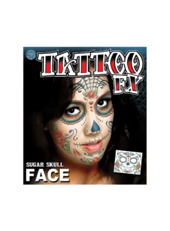 Tatouage Décalcomanie Visage Crâne Dia De Los Muertos