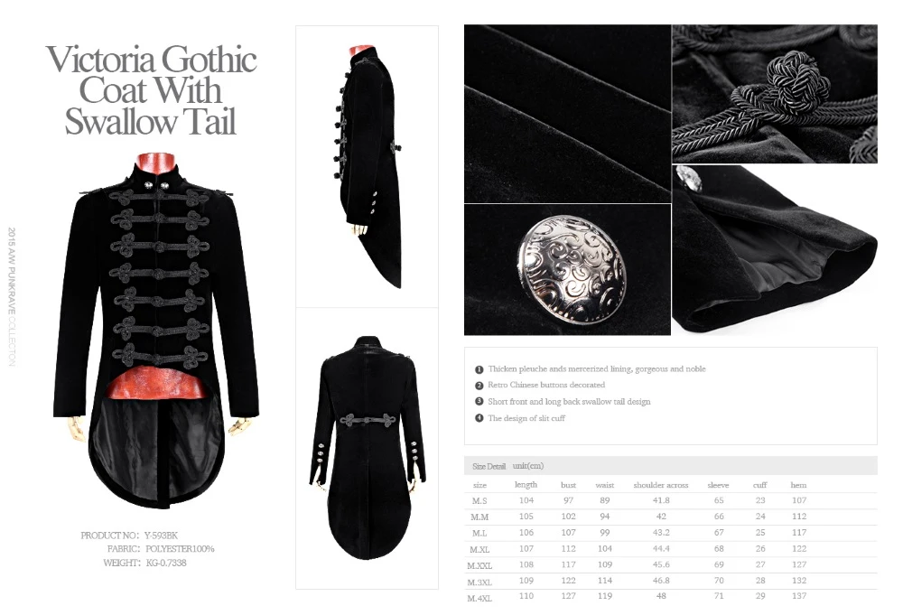 Veste Gothique Homme Queue De Pie 'baron Noir' – Image 4